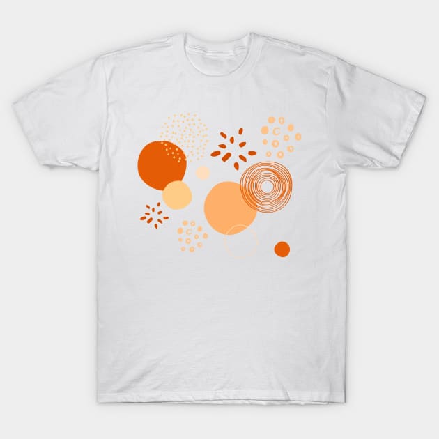 Orange Circle Variety Pattern T-Shirt by Mint-Rose